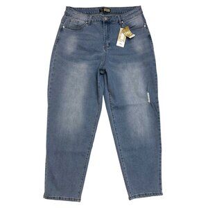 Suzanne Betro Mia Women's Size 16 Blue Tapered Leg Factory Distressed Jeans NWT